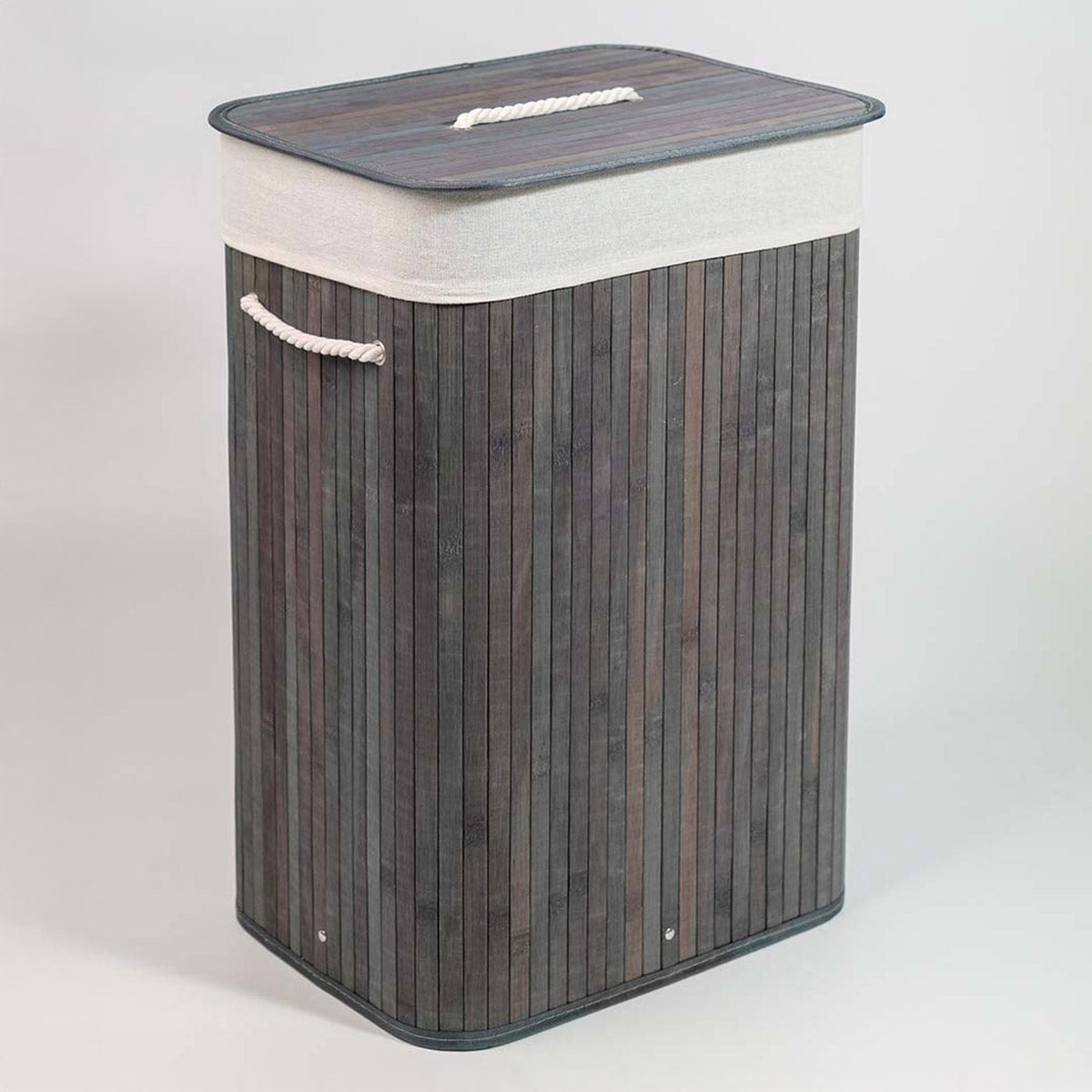 Cesto Plegable de Bambú para Ropa y Lavanderia con Asas y Plegable. GRIS
