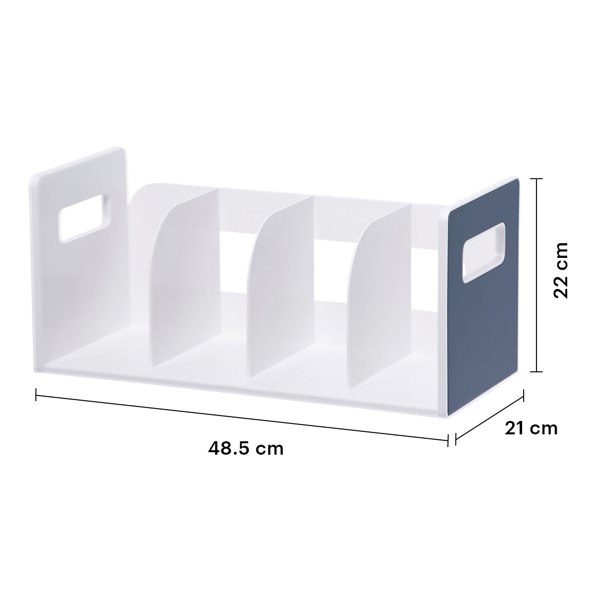 Especificaciones tecnicas del soporte para libros AG Box: dimensiones de 48.5x22 cm para integracin en estanterias de oficina y gestion de archivos