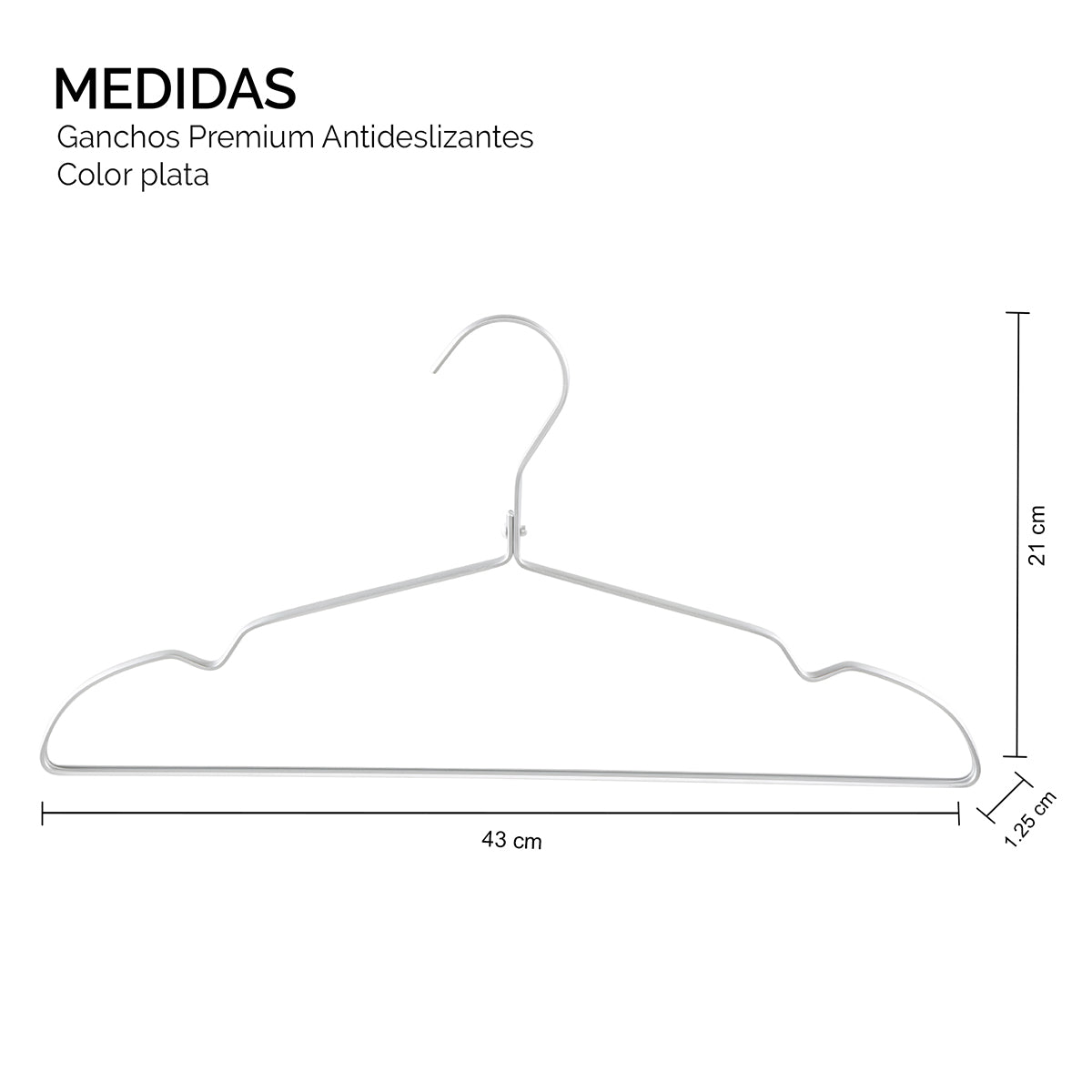 Infografia con las dimensiones de los ganchos ahorradores de espacio