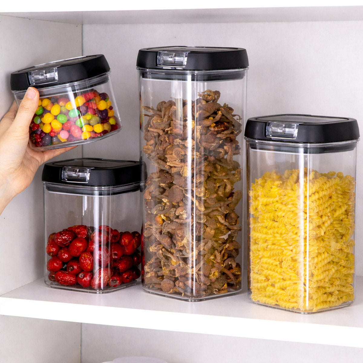 Organizacion de alacena con el set de 9 contenedores hermeticos apilables AG Box para optimizar espacios pequeños