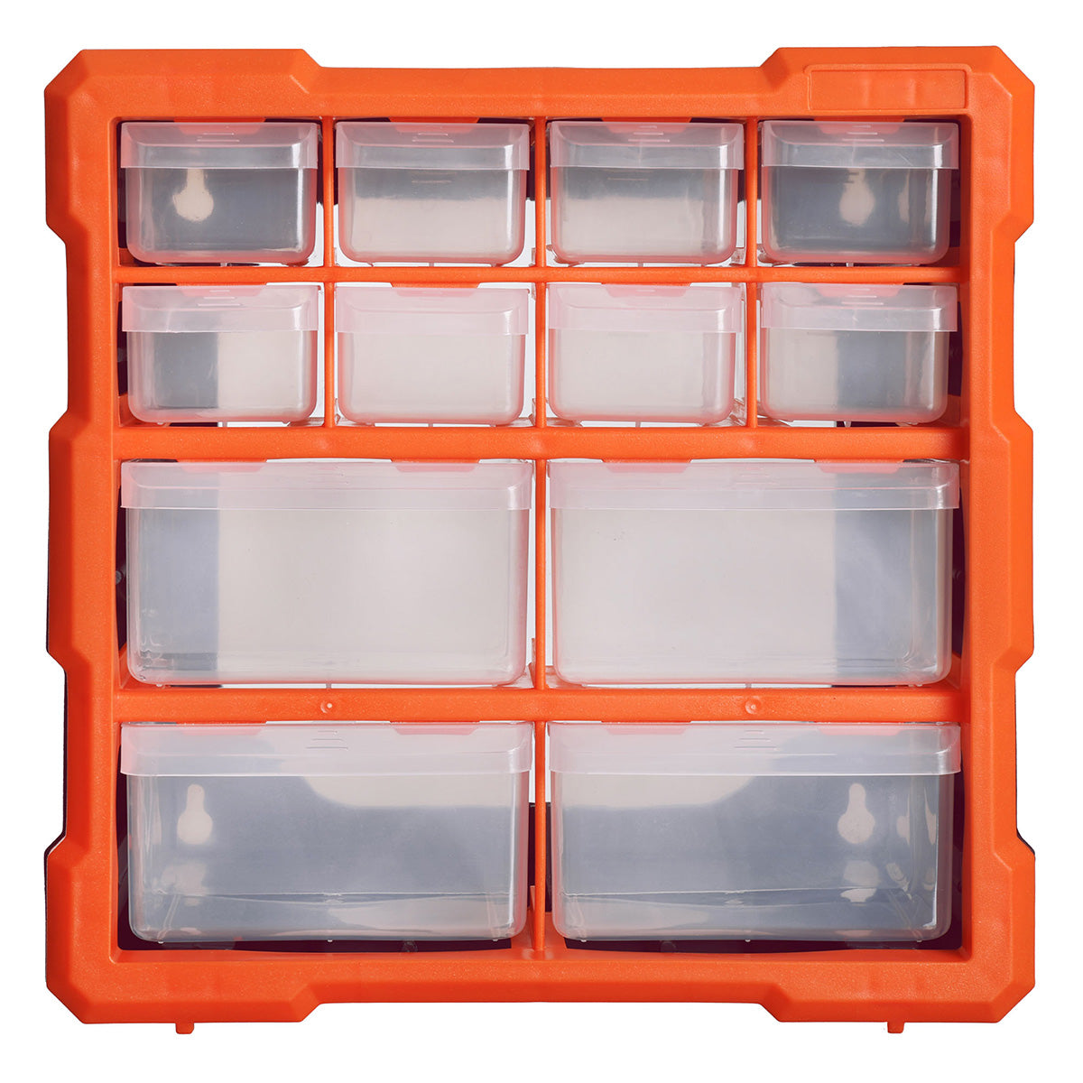 Organizador Multibox profesional AG Box de 12 cajones con estructura naranja y negro de alta resistencia