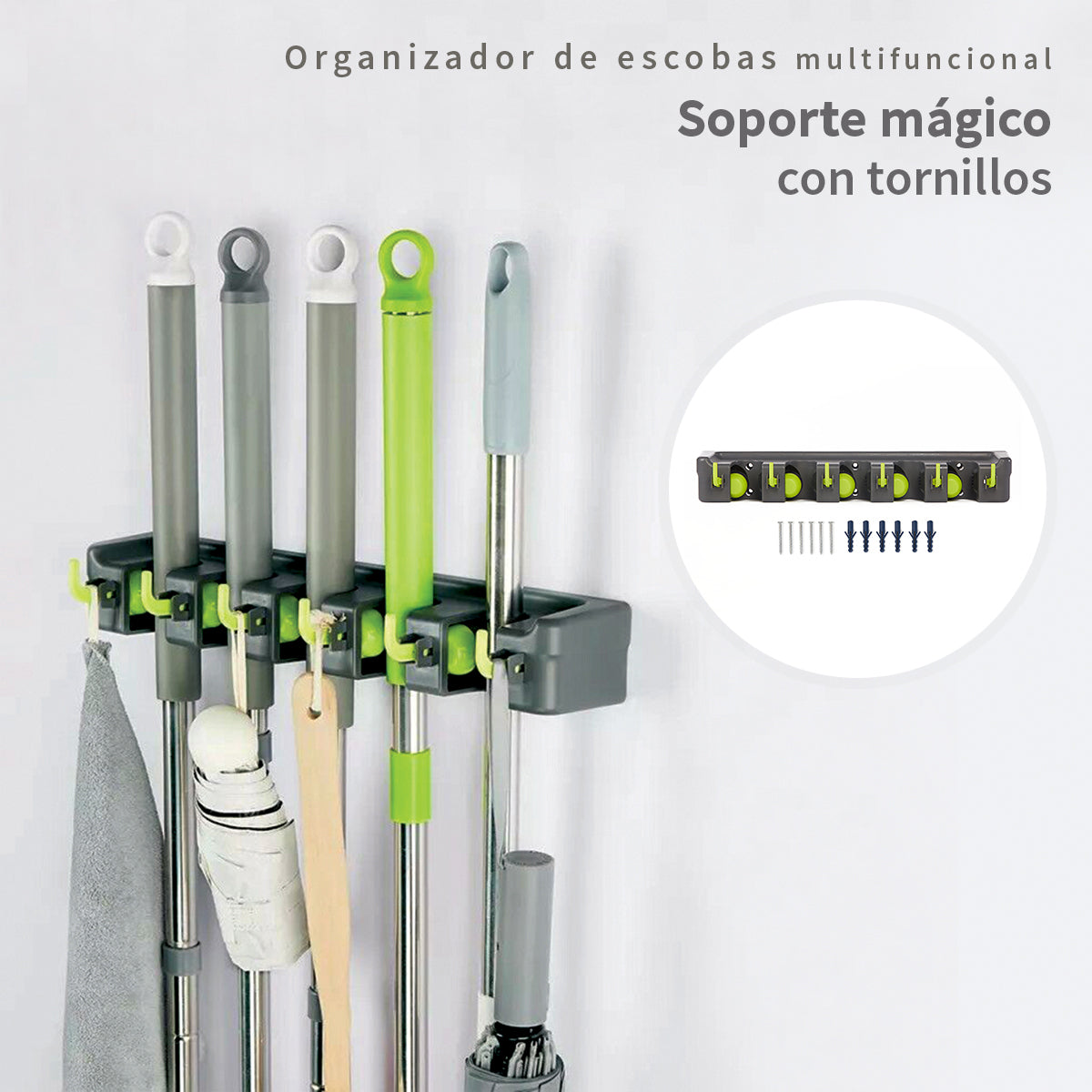 Organizador de escobas y trapeadores multifuncional Agbox