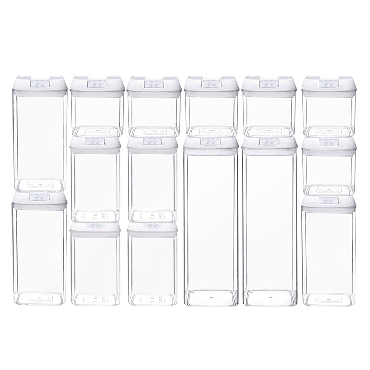 Set de 15 contenedores hermeticos para cocina con tapas blancas marca AG Box