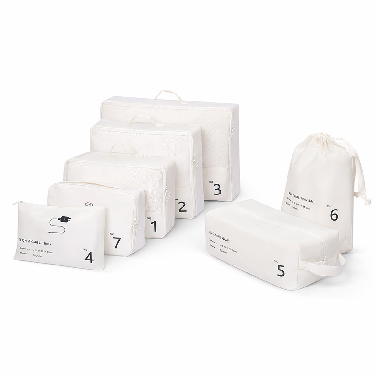 Set de 7 organizadores de maleta XXL en color blanco marca AG Box