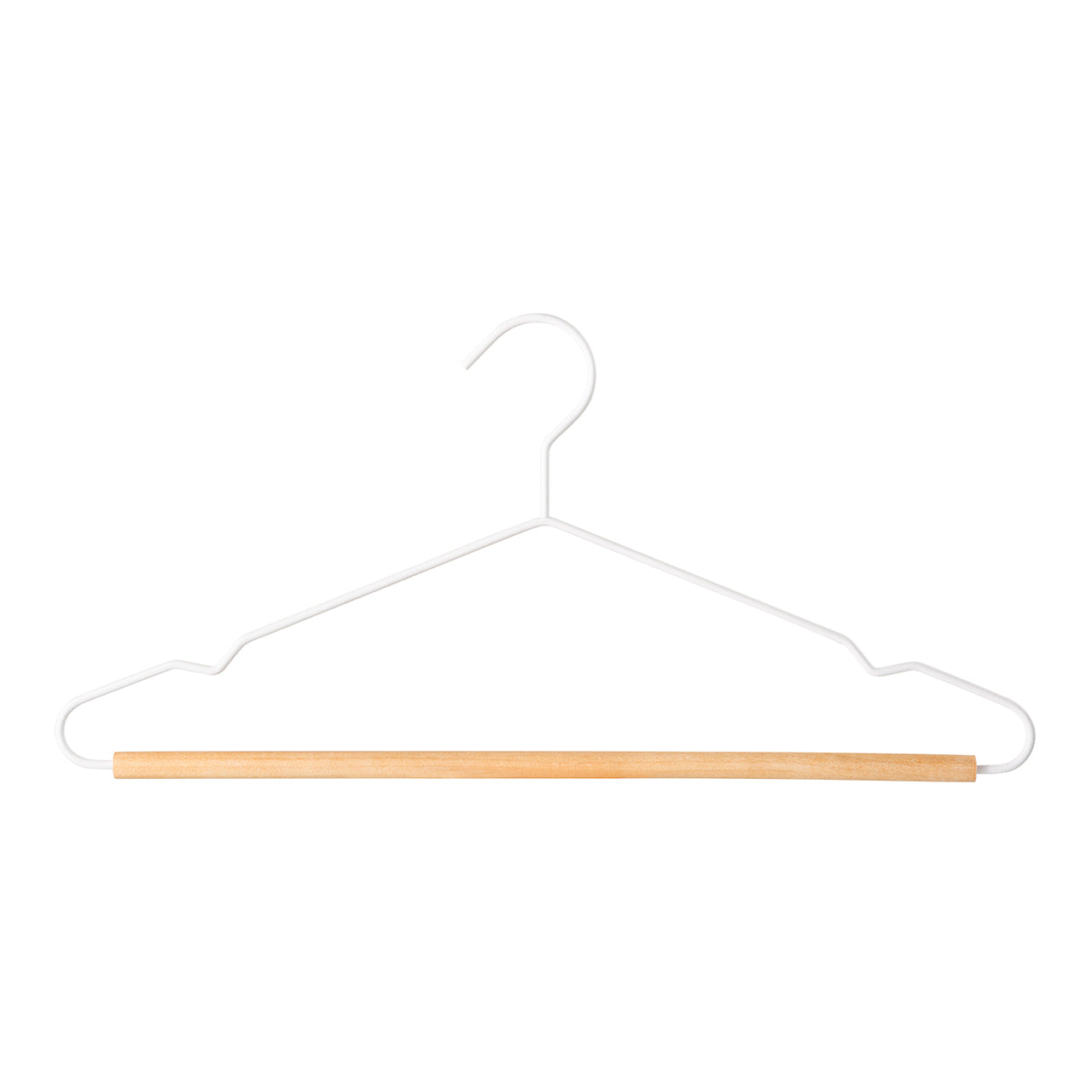 Set técnico de 6 ganchos híbridos AG Box con estructura de metal blanco y base de madera natural sobre fondo blanco