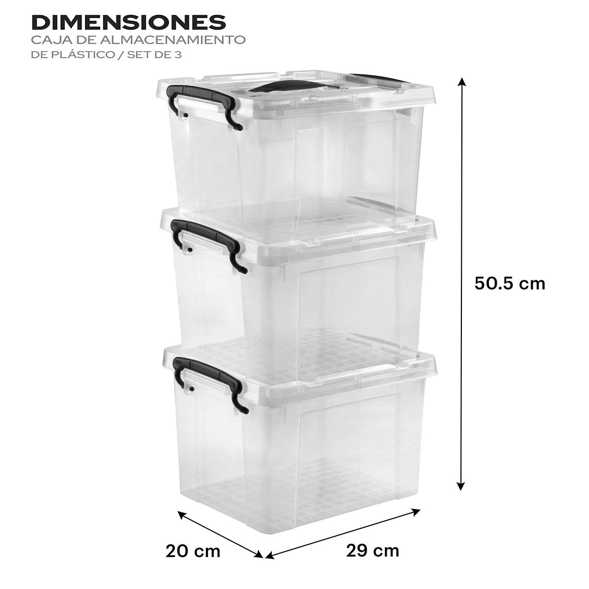 Cajas de almacenamiento, Set de 3 pzas plástico opaco 6 litros