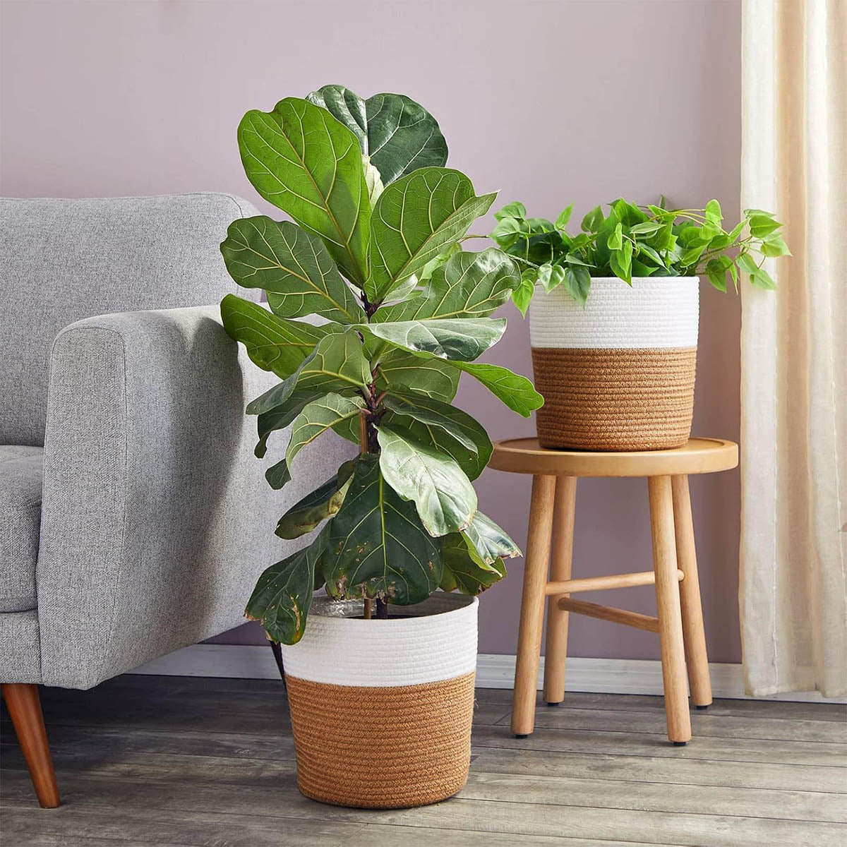 KIT DE CESTOS PARA ALMACENAMIENTO DE YUTE (1 DE 20lt y 1 DE 28lt)