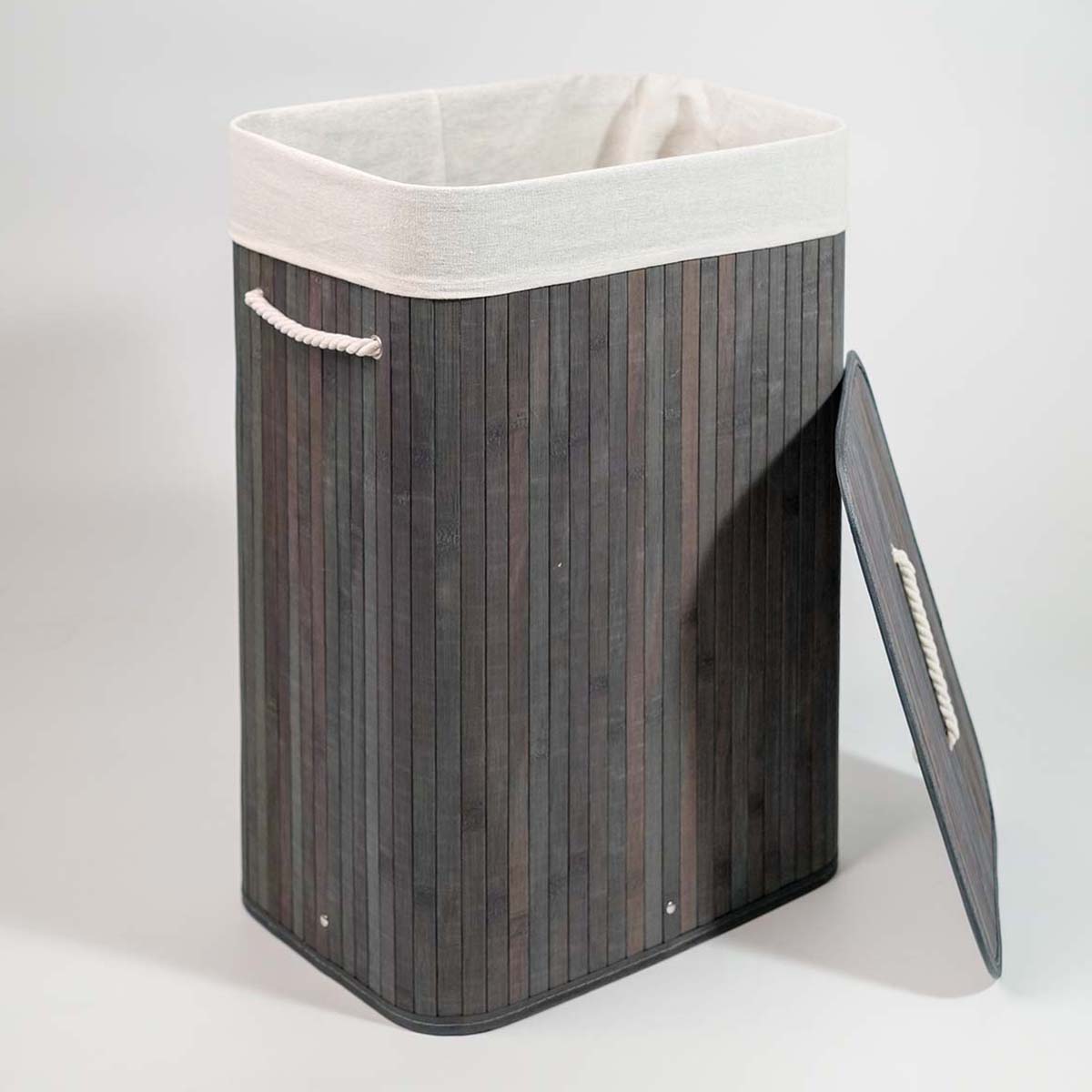 Cesto Plegable de Bambú para Ropa y Lavanderia con Asas y Plegable. GRIS
