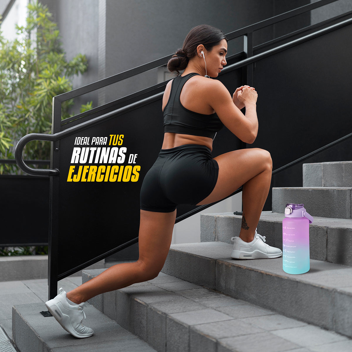 Botella motivacional de agua, capacidad 2 litros