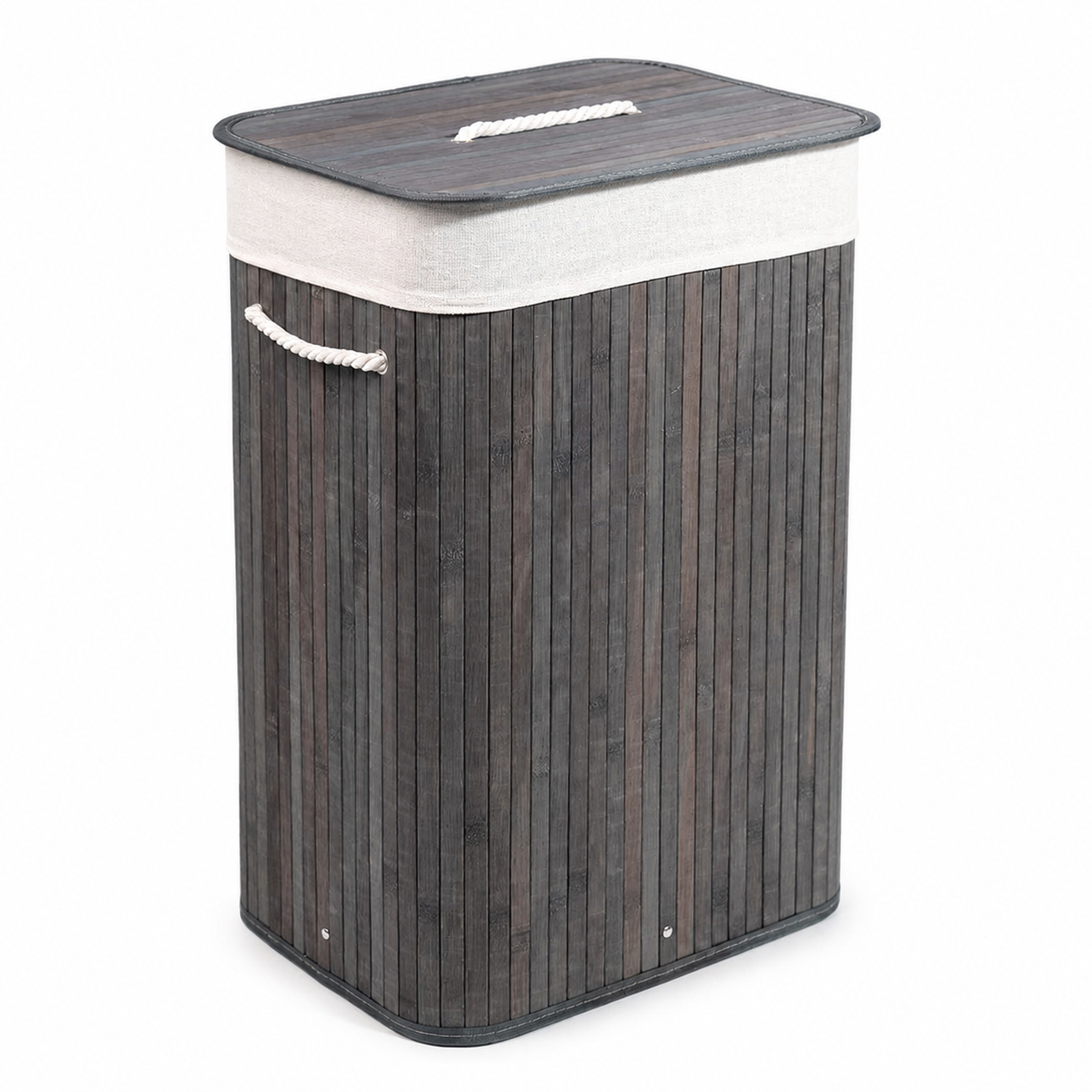 Cesto para ropa de bambu natural con tapa y diseño vertical de AG Box