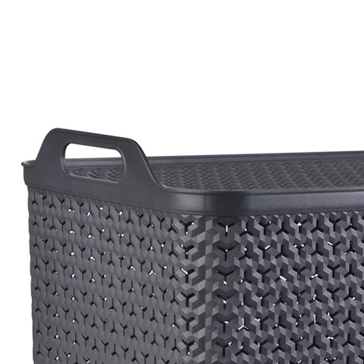 Detalle del polimero reforzado y diseño de ventilacion de la cesta industrial Strata XL