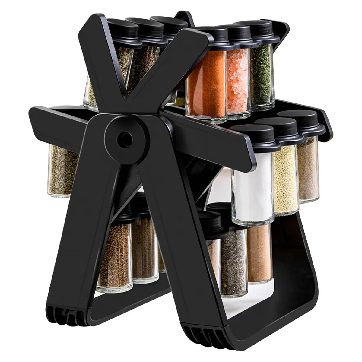 Especiero giratorio de acero inoxidable AG Box con 18 frascos de vidrio