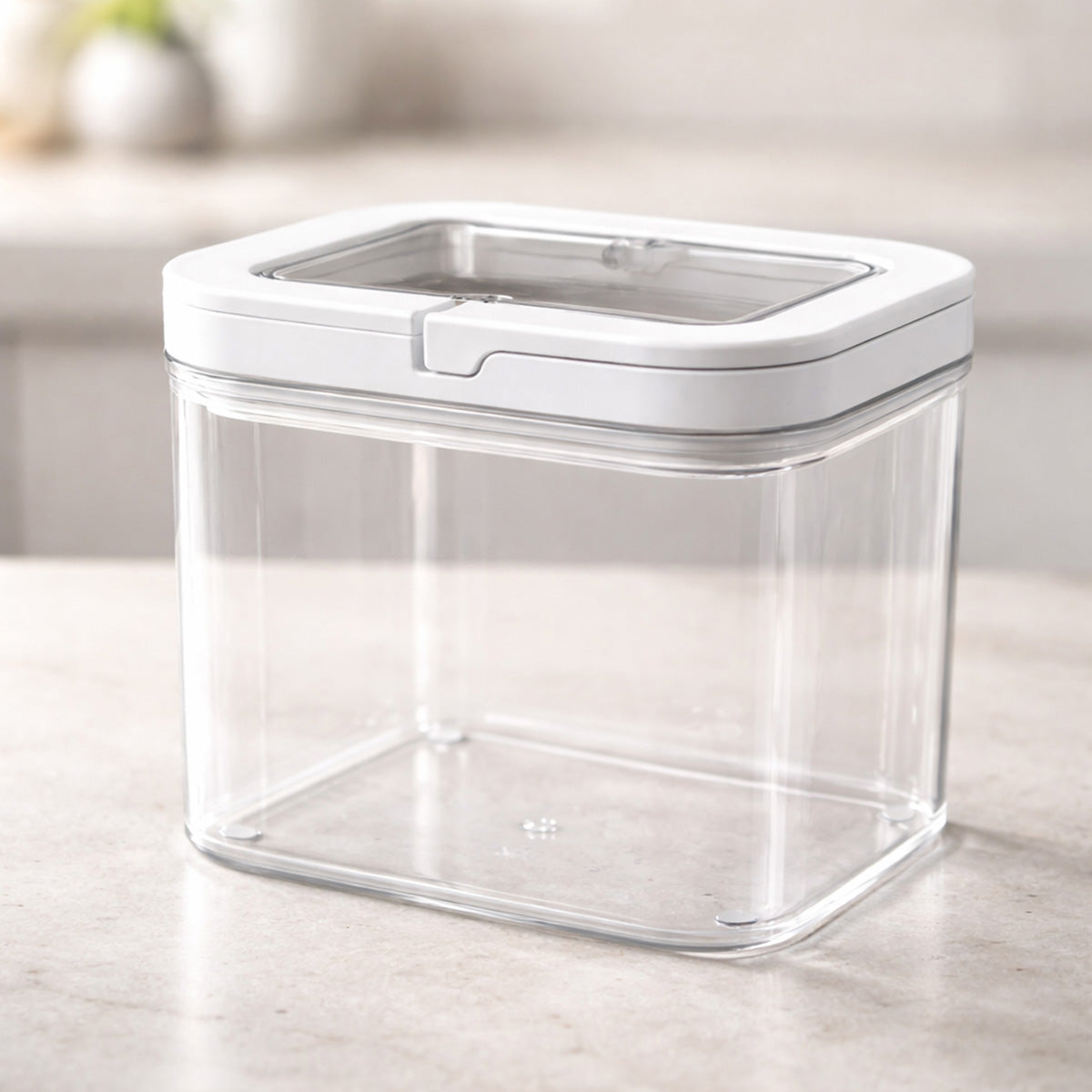 Estante de cocina organizado con el diseño modular y apilable de los contenedores blancos AG Box