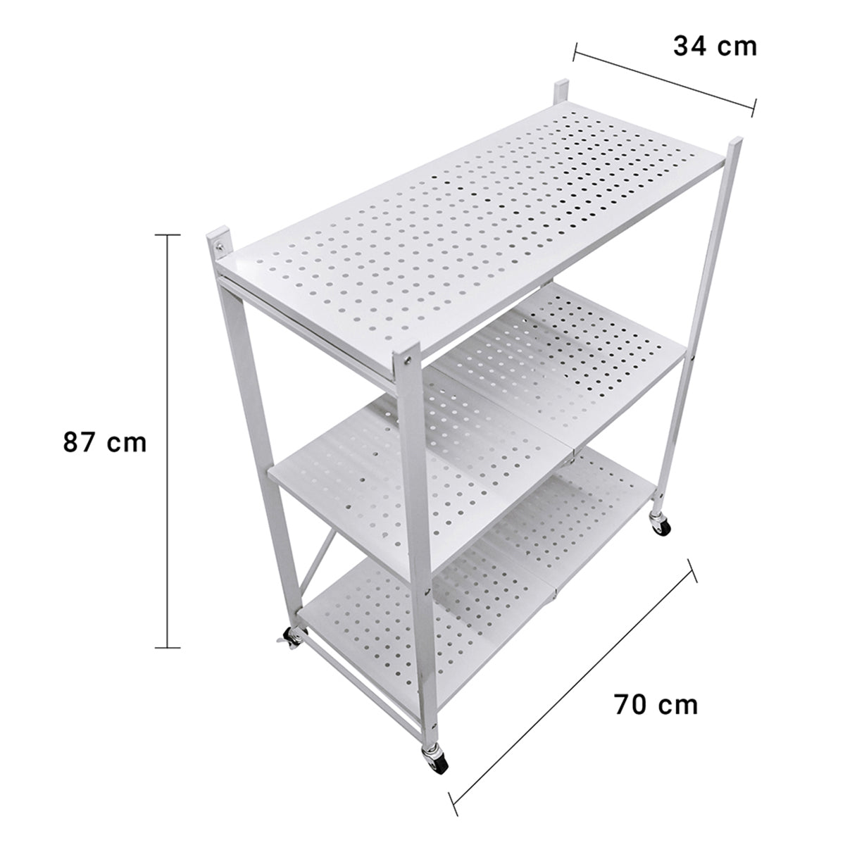 Medidas del anaquel blanco plegable AG Box 70 x 34 x 87 cm para espacios pequeños