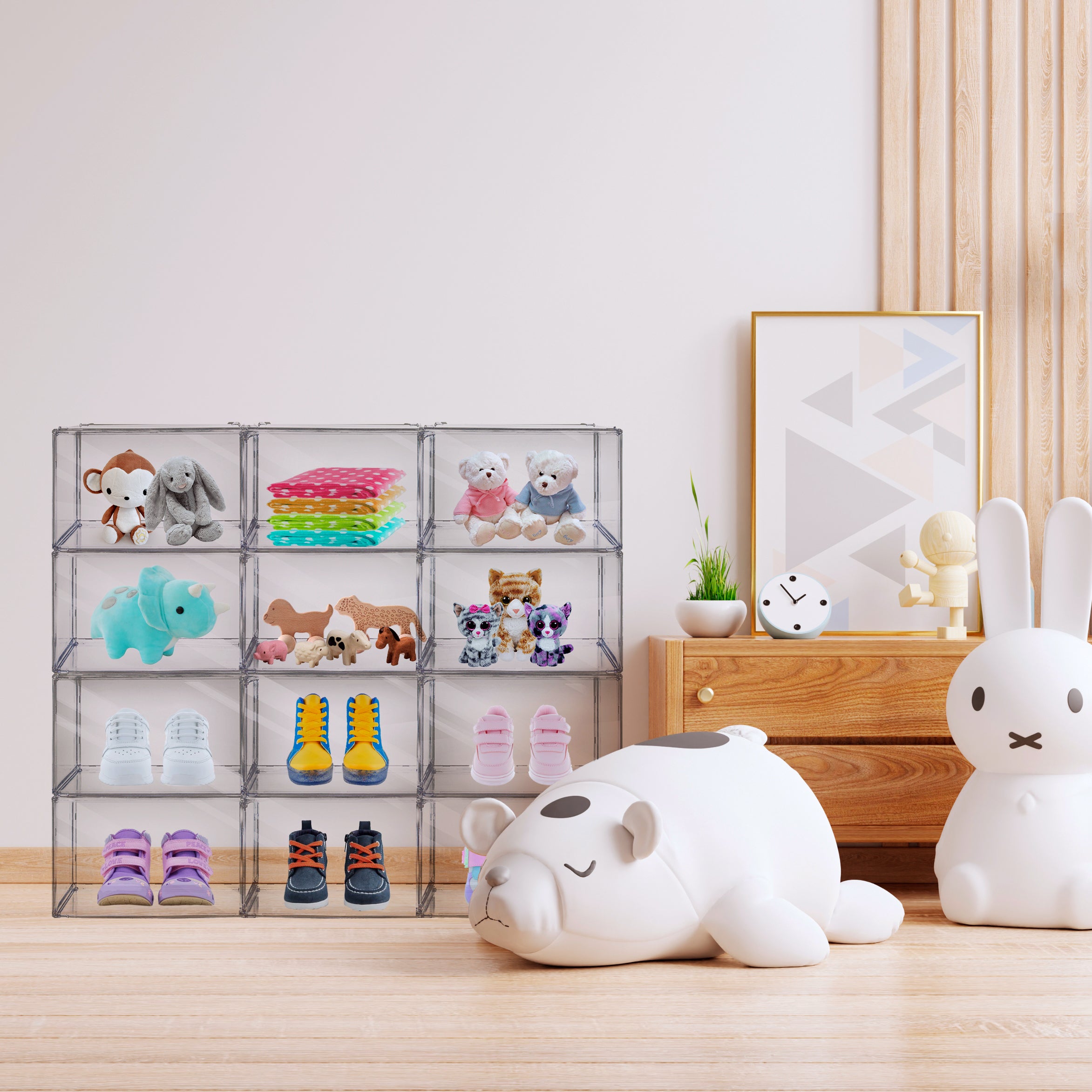 Mueble organizador modular transparente para juguetes y zapatos de ninos AG BOX