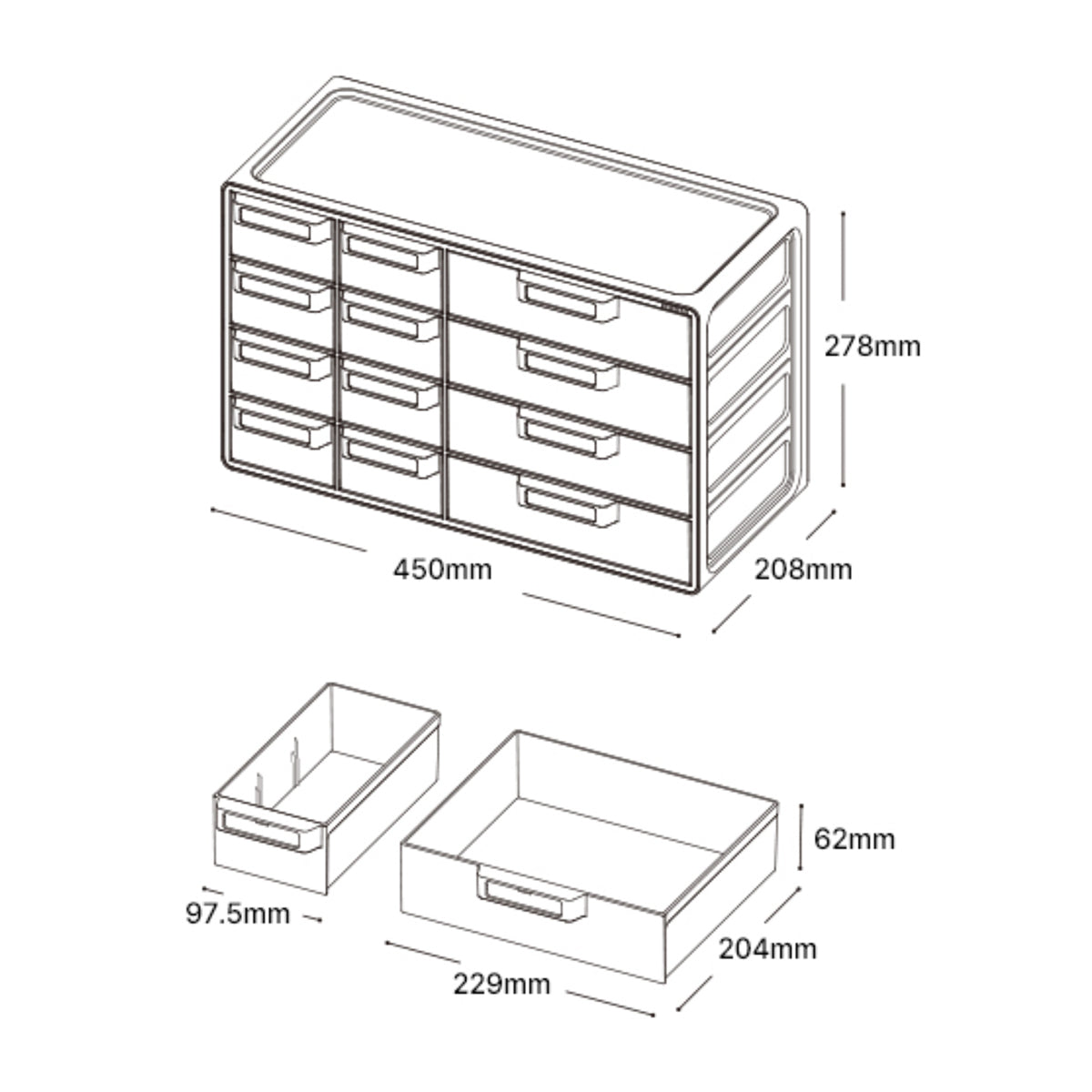 Multibox híbrido 12 cajones: La solución perfecta para organizar tu espacio.