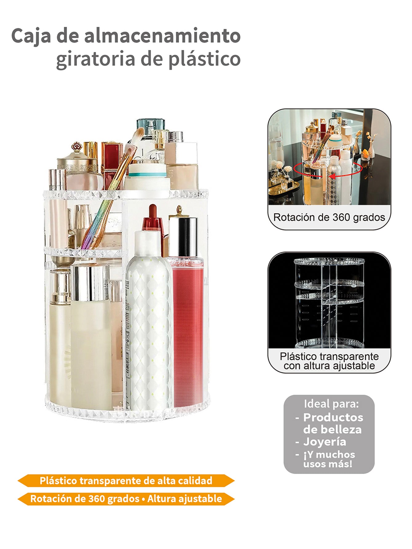 Organizador de maquillaje y joyeria giratorio 360 grados Ag box