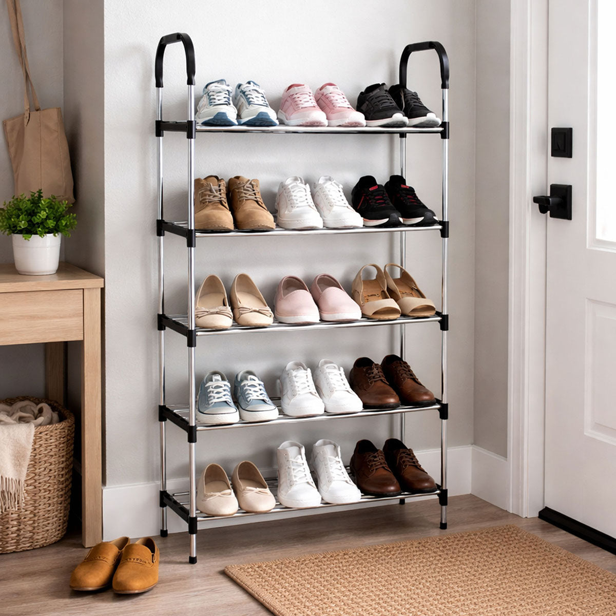 Organizador de calzado vertical de 5 niveles para closets y entradas modernas