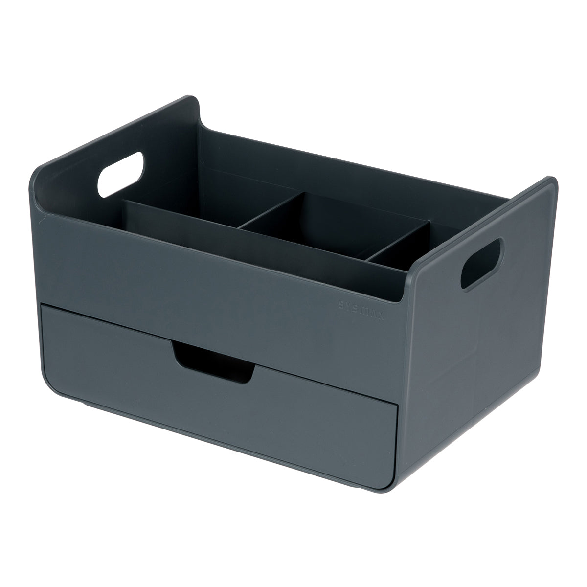 Organizador de escritorio profesional LITEM con cajon de suministros, sistema de orden corporativo en color azul