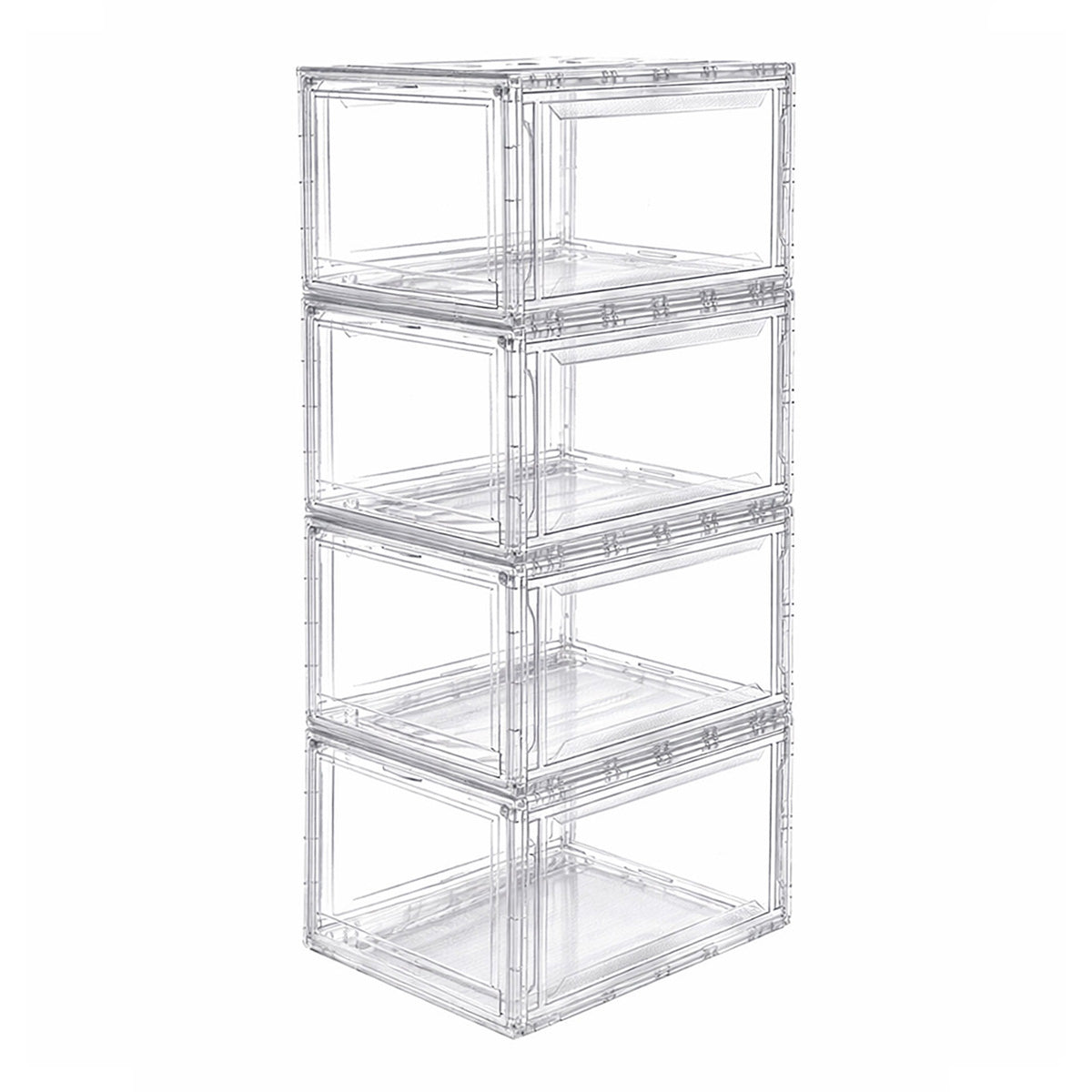 Payton Box Organizador de Calzado set de 4 cajas transparentes sobre fondo blanco
