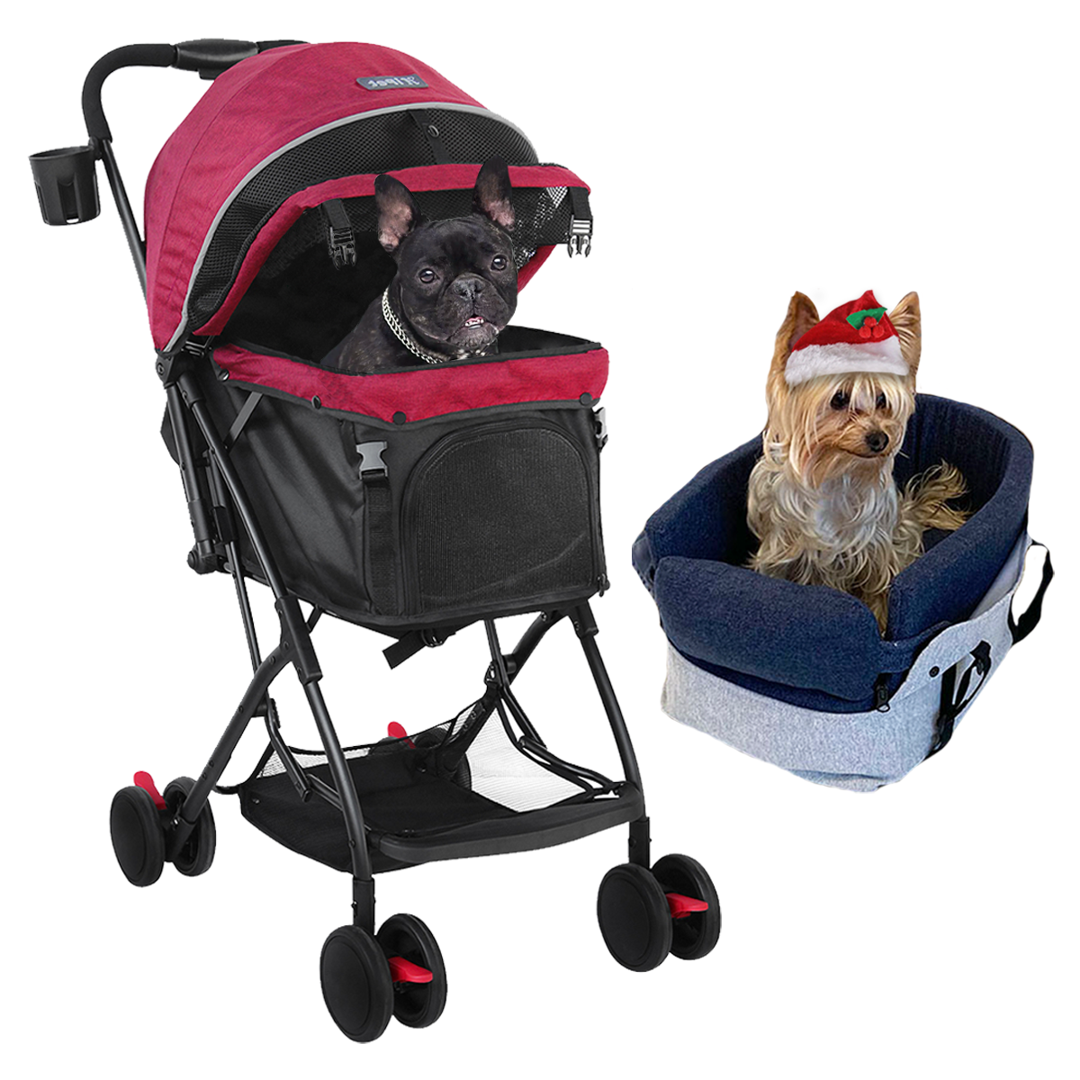 Carriola plegable y bolso transportador ideal para razas pequeñas o medianas. AGBOX