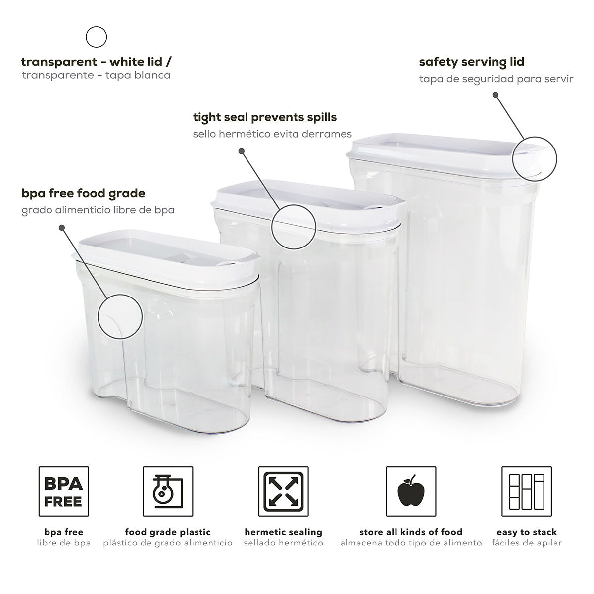 Set de 3 Contenedores herméticos para alimentos - Grande