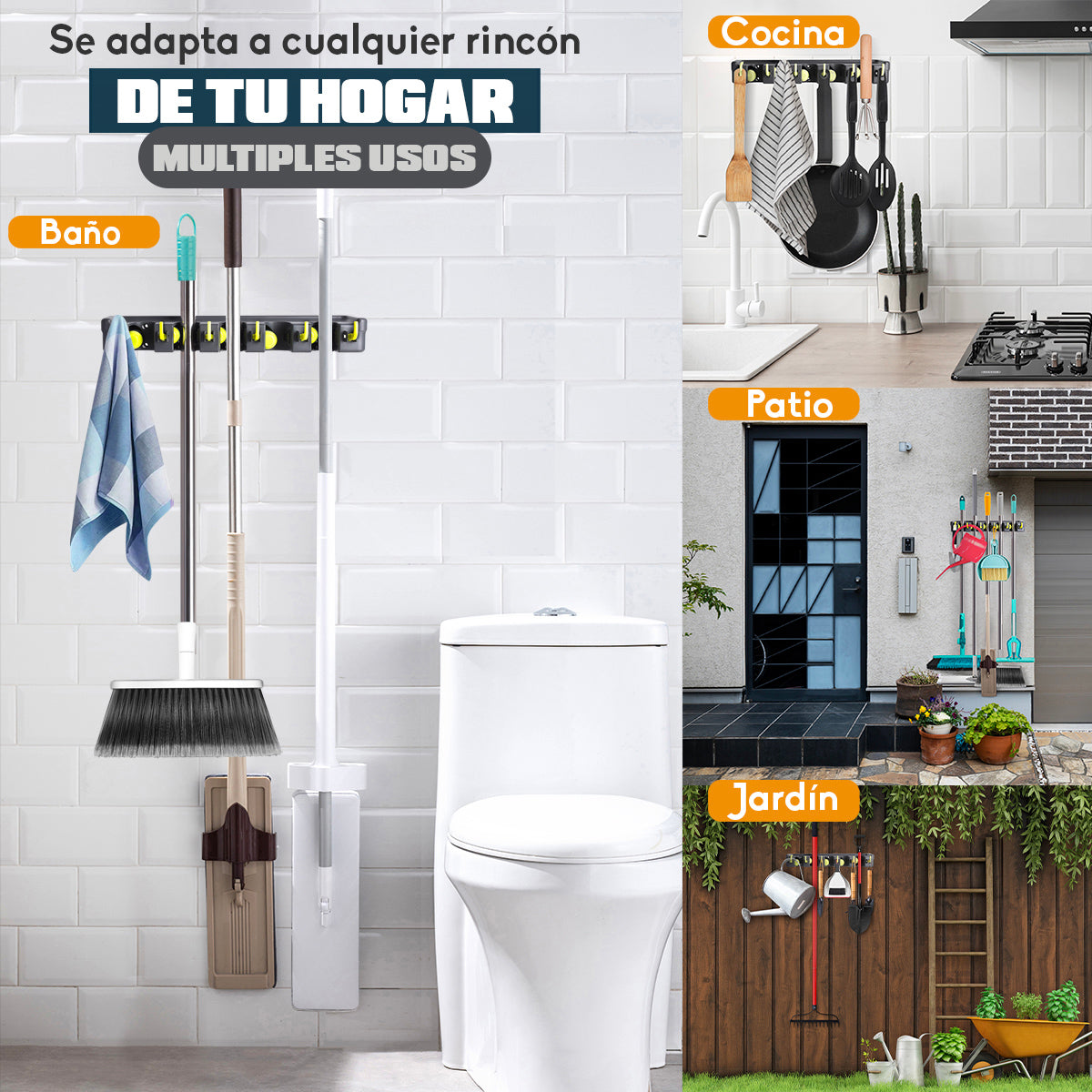 Organizador de escobas y trapeadores multifuncional Agbox