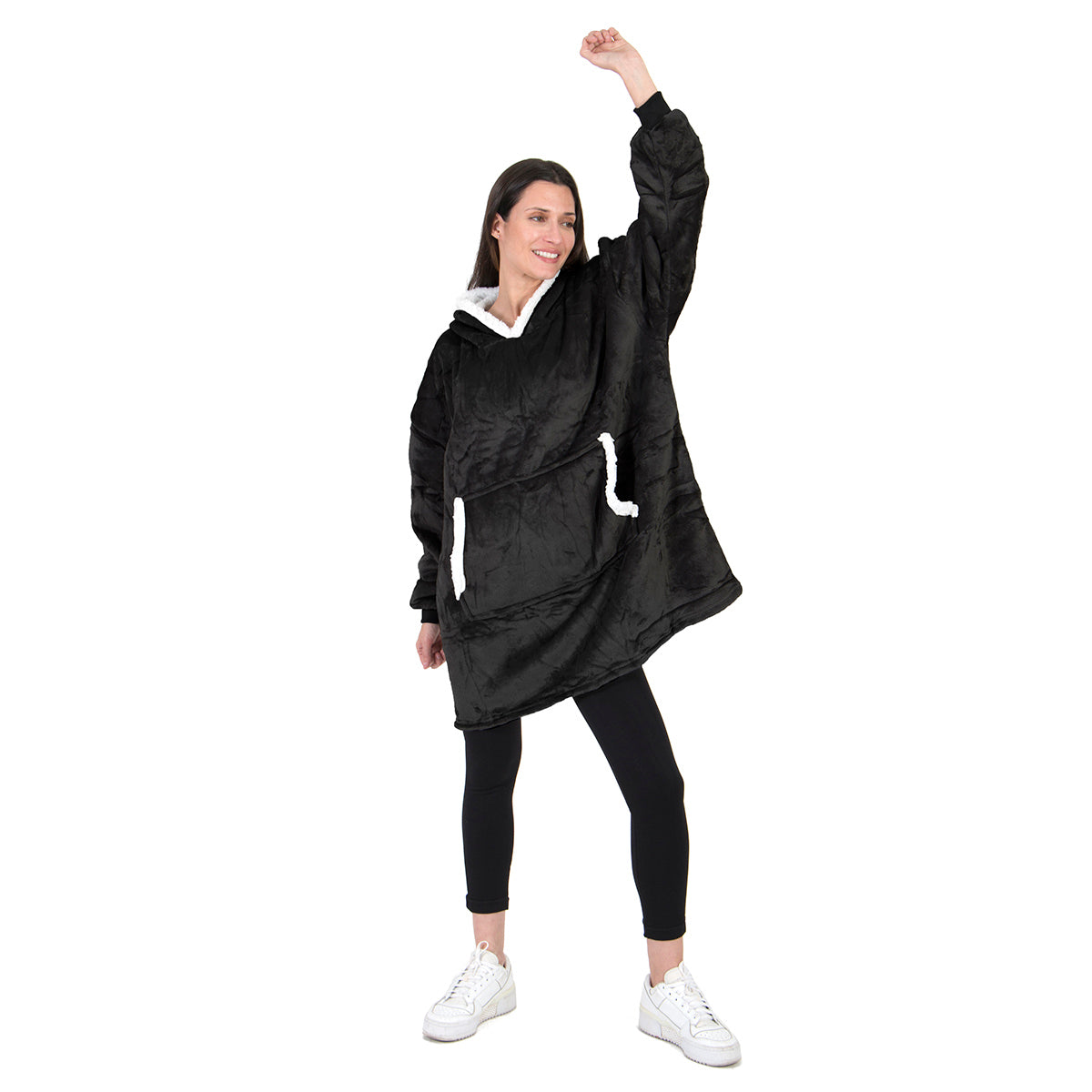 Hoodie cobija gigante unisex NEGRO