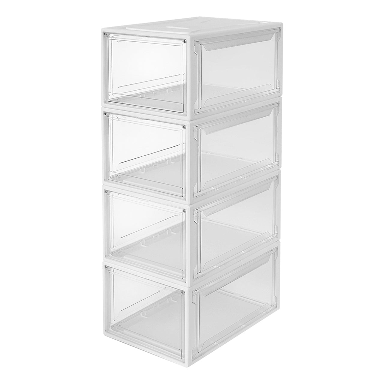 Set de 4 cajas blancas Alexa Box con puerta frontal transparente para organización minimalista AG Box
