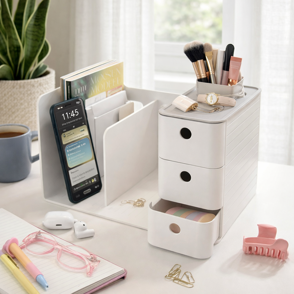 Torre de 3 cajones deslizables de diseño premium para almacenamiento de accesorios y papeleria