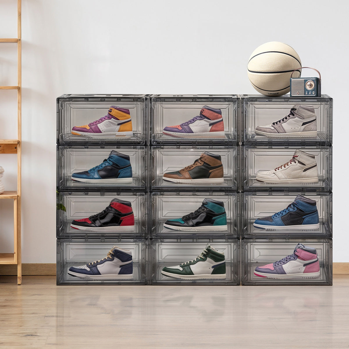 Zapatera apilable Alexa Humo 24 pzas acrílico transparente AG BOX