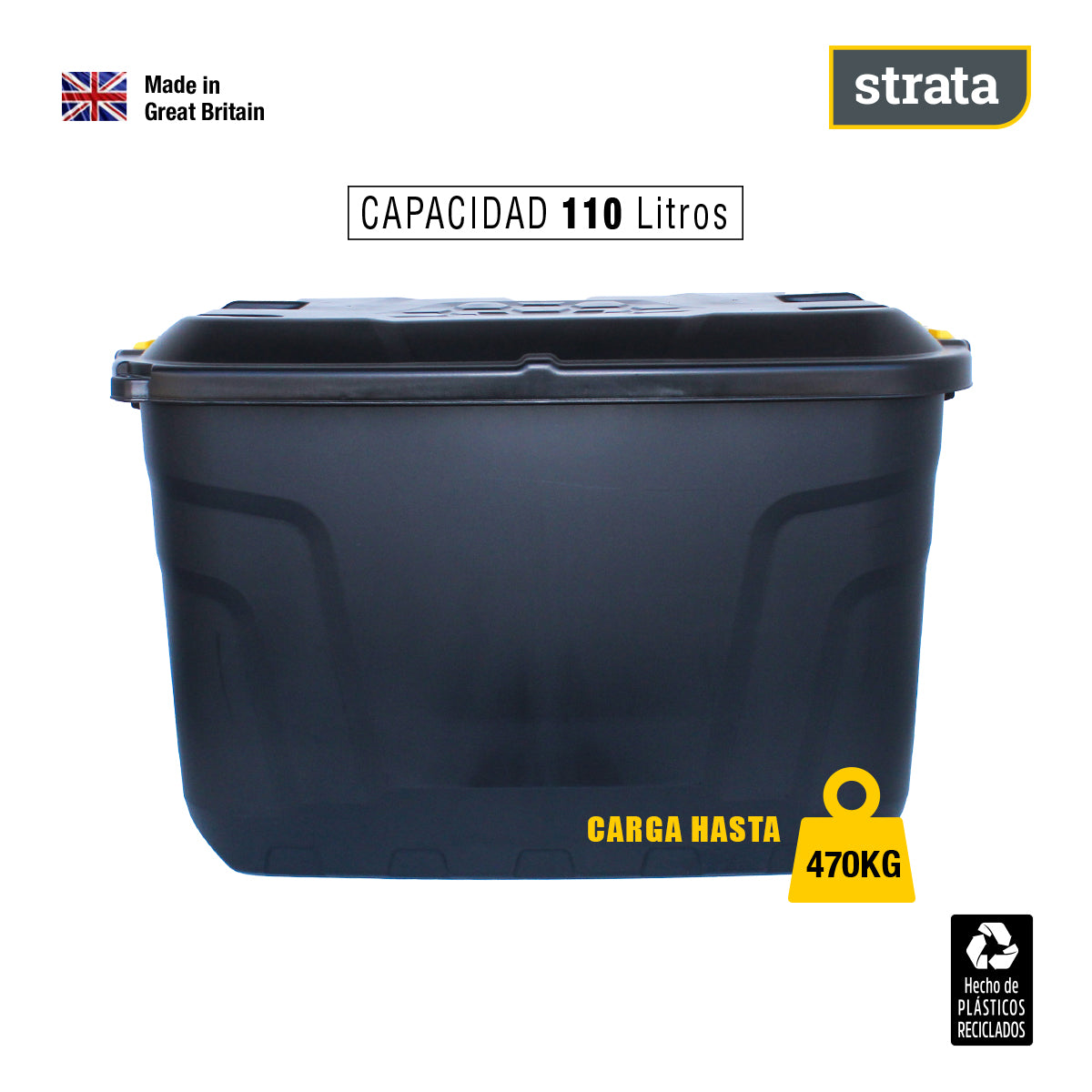 Contenedor De Plastico 110 litros y 470 kilos de carga STRATA